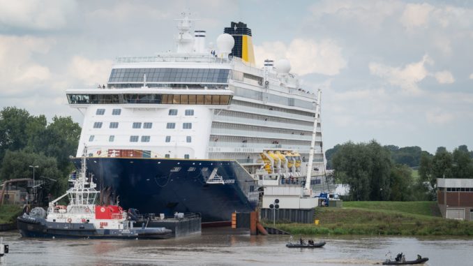 Die Spirit of Adventure in der Papenburger Dockschleuse. Foto: Meyer Werft Die Spirit of Adventure in der Papenburger Dockschleuse. Foto: Meyer Werft