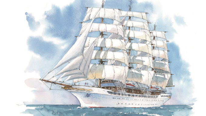 Nächstes Jahr wird die Sea Cloud Spirit das erste Mal Fahrt aufnehmen. Grafik: Sea Cloud Cruises Nächstes Jahr wird die Sea Cloud Spirit das erste Mal Fahrt aufnehmen. Grafik: Sea Cloud Cruises
